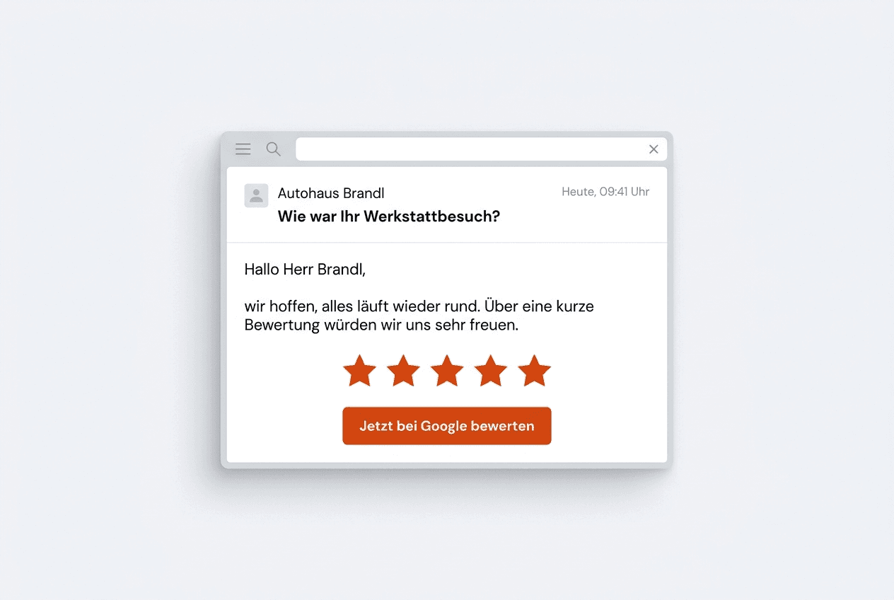 Automatische Bewertungsanfrage per E-Mail mit Google-Bewertungs-Button